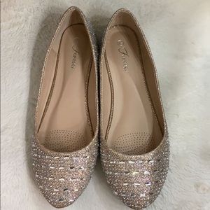 Champagne color flats with stones